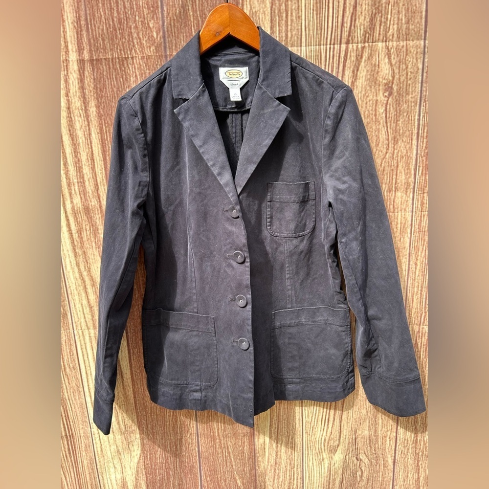 Vintage Talbots size 10 navy blazer jacket peached cotton Y2K Officecore